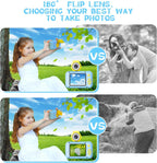 Blue ARNSSIEN kids camera displaying built-in puzzle games menu option