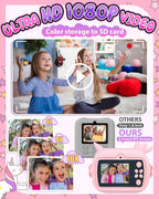 Torlaist instant print camera for girls showing the durable pink protective silicone unicorn design case.