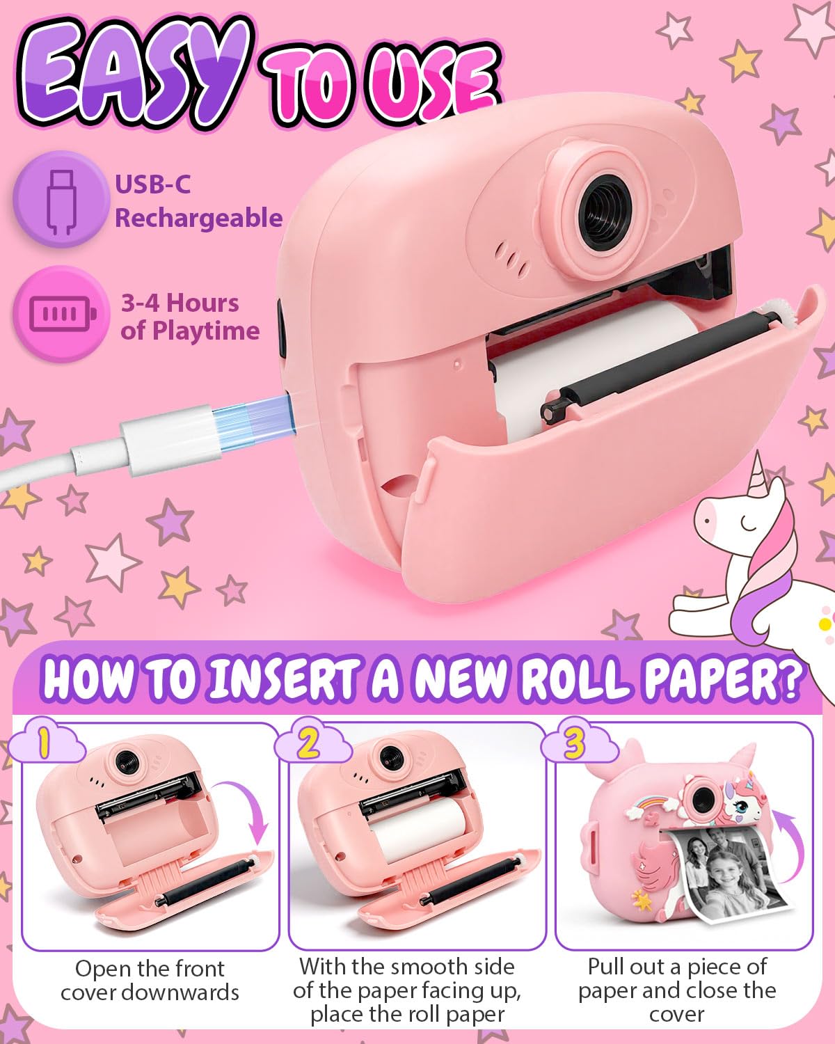 Torlaist instant camera UI screen showing the built-in educational puzzle games menu layout.