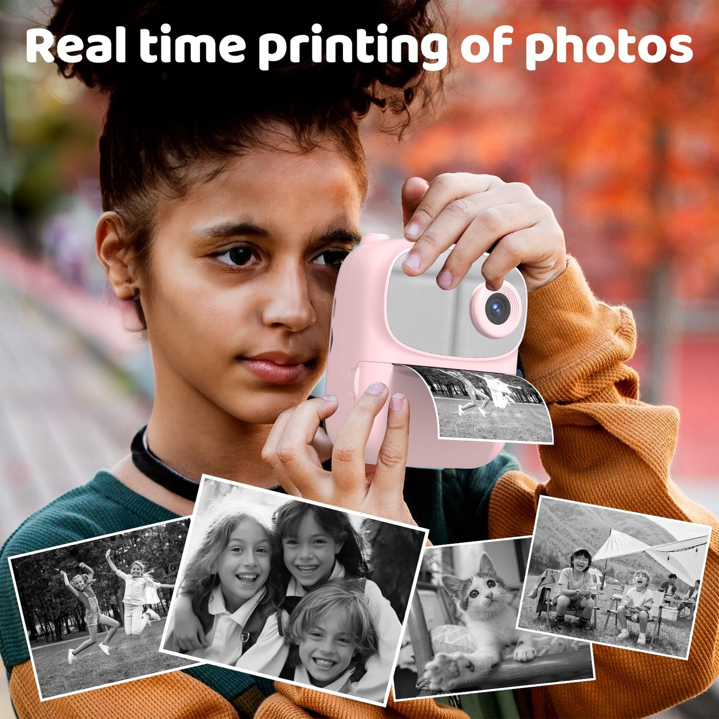 DIGITHINK pocket sizing camera bundle showing thirty-two gigabyte memory card and paper rolls package contents