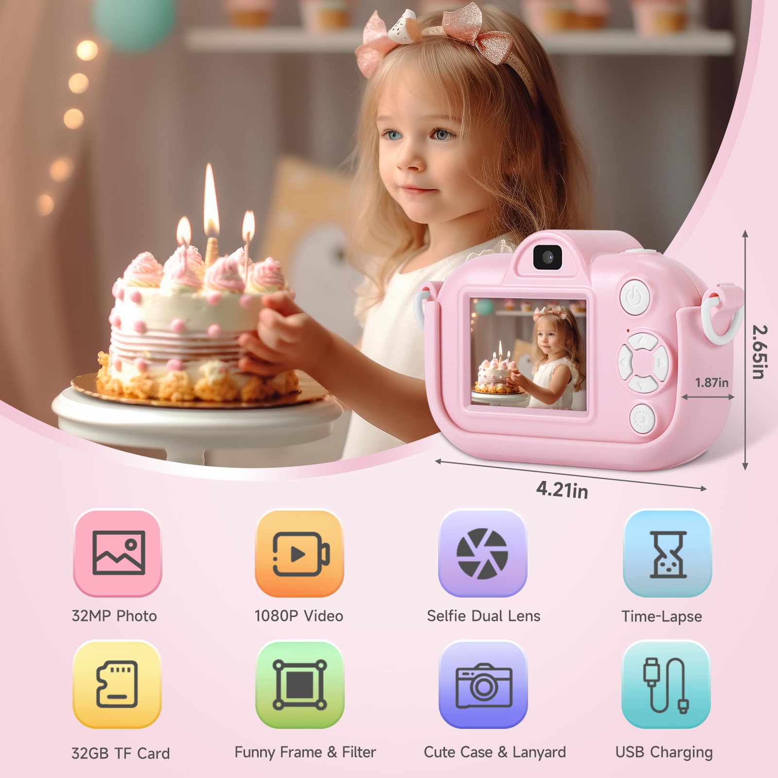 ZUODUN toddler camera displaying the rear liquid crystal display screen