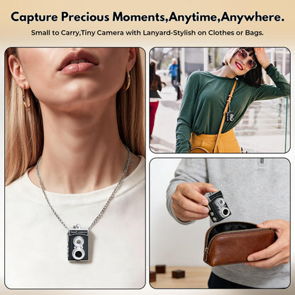 Biyizor vintage style tiny camera with built-in light-emitting diode fill flash activated for low light