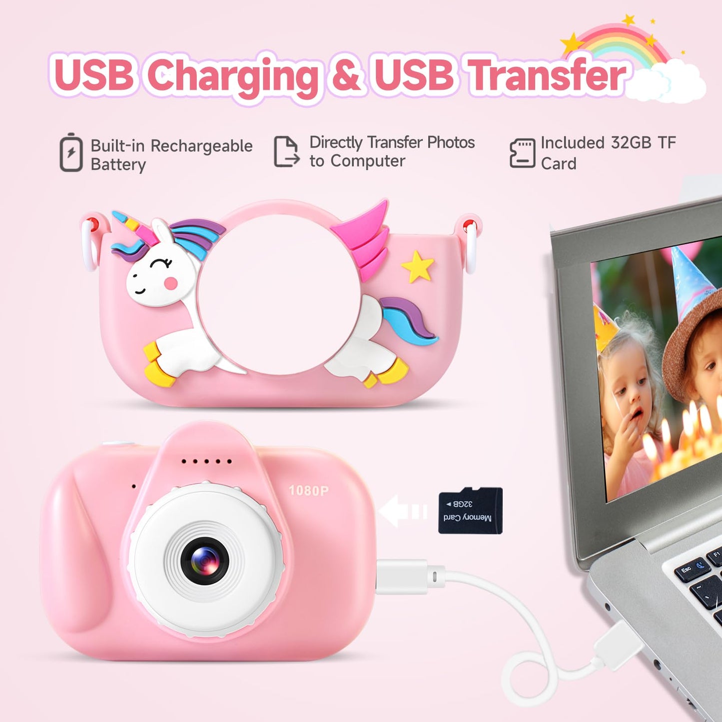 ZUODUN high definition video camera for girls being held by small hands