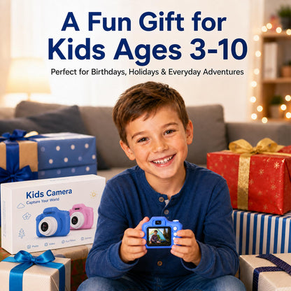 Tyseoome boys blue digital camera packaged gift set contents view