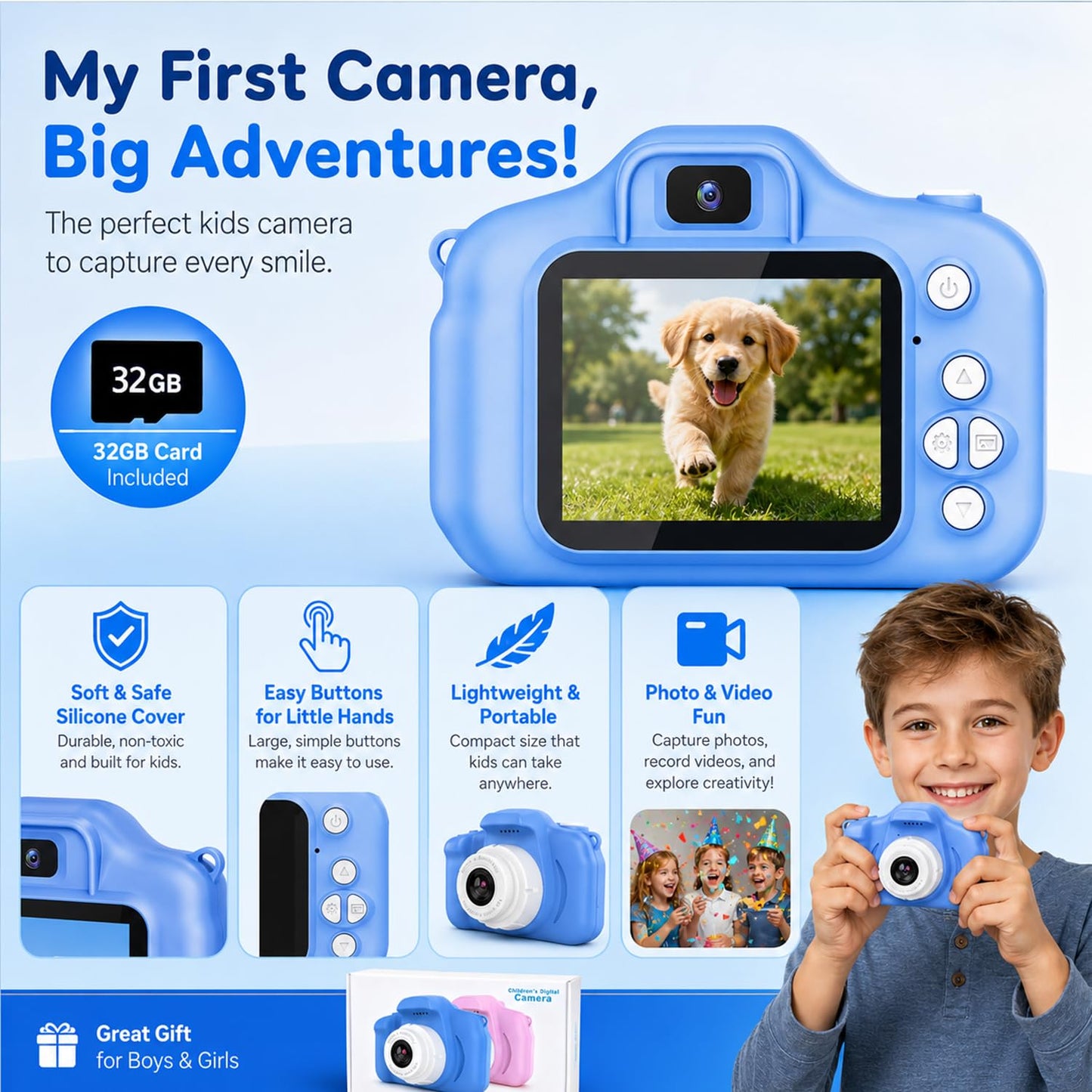 Tyseoome premium kids gadget illustrating built-in frame effects interface