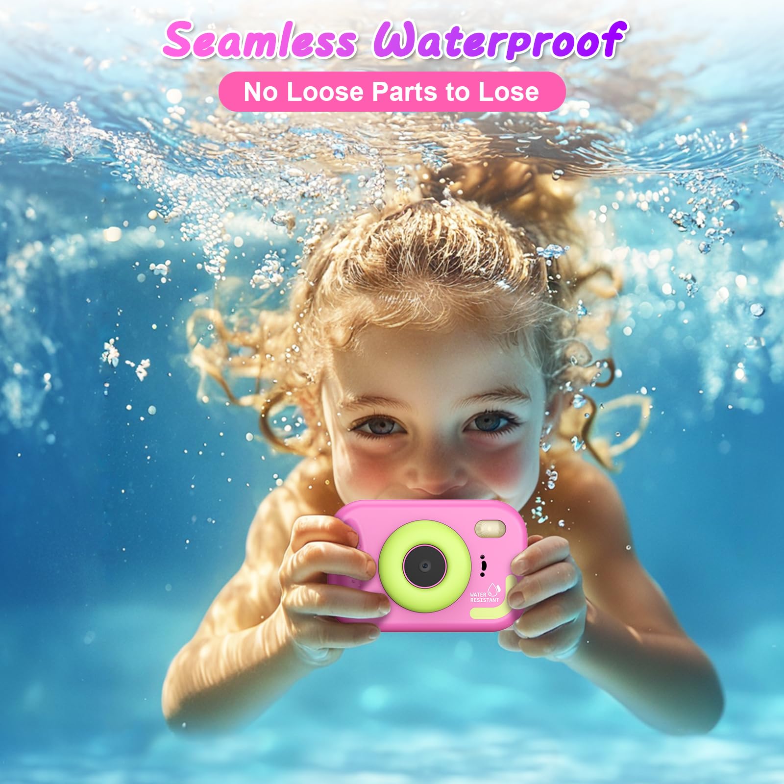 Uffylle children underwater digital camera being used safely inside a swimming pool by a child