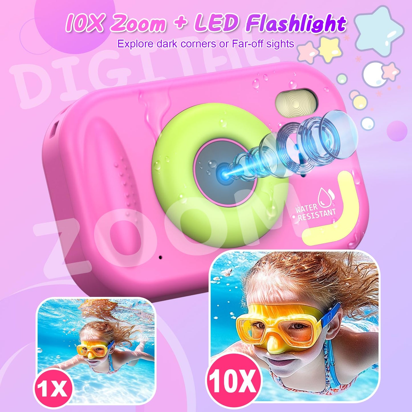 Uffylle 1080P HD kids video camera back view showcasing the screen and simple button navigation controls
