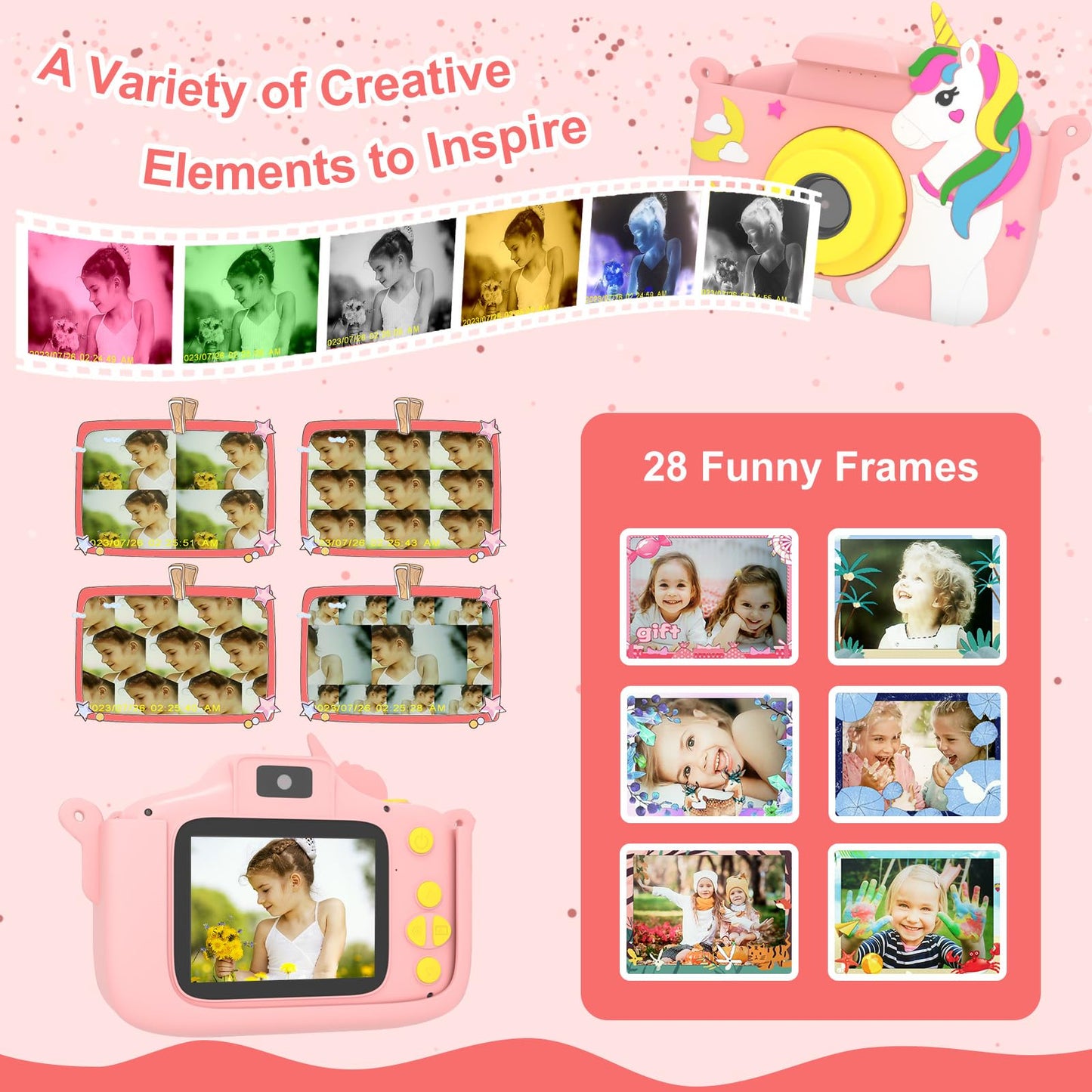 Pink unicorn shockproof silicone cover for TidyneSS toddler camera