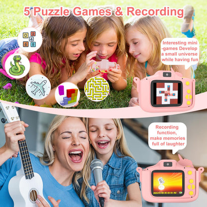 Educational toy digital camera for girls with built-in games menu