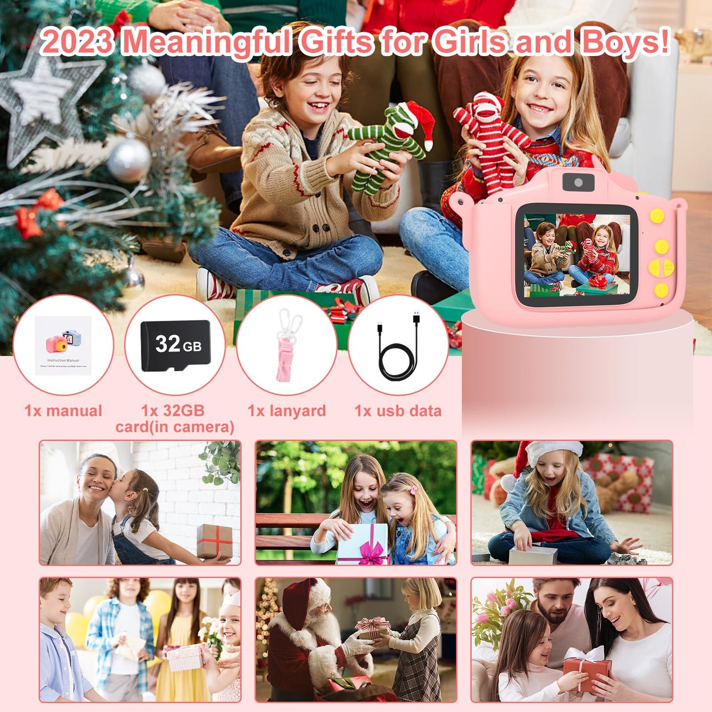 Imported TidyneSS kids photo camera package with thirty-two gigabyte card