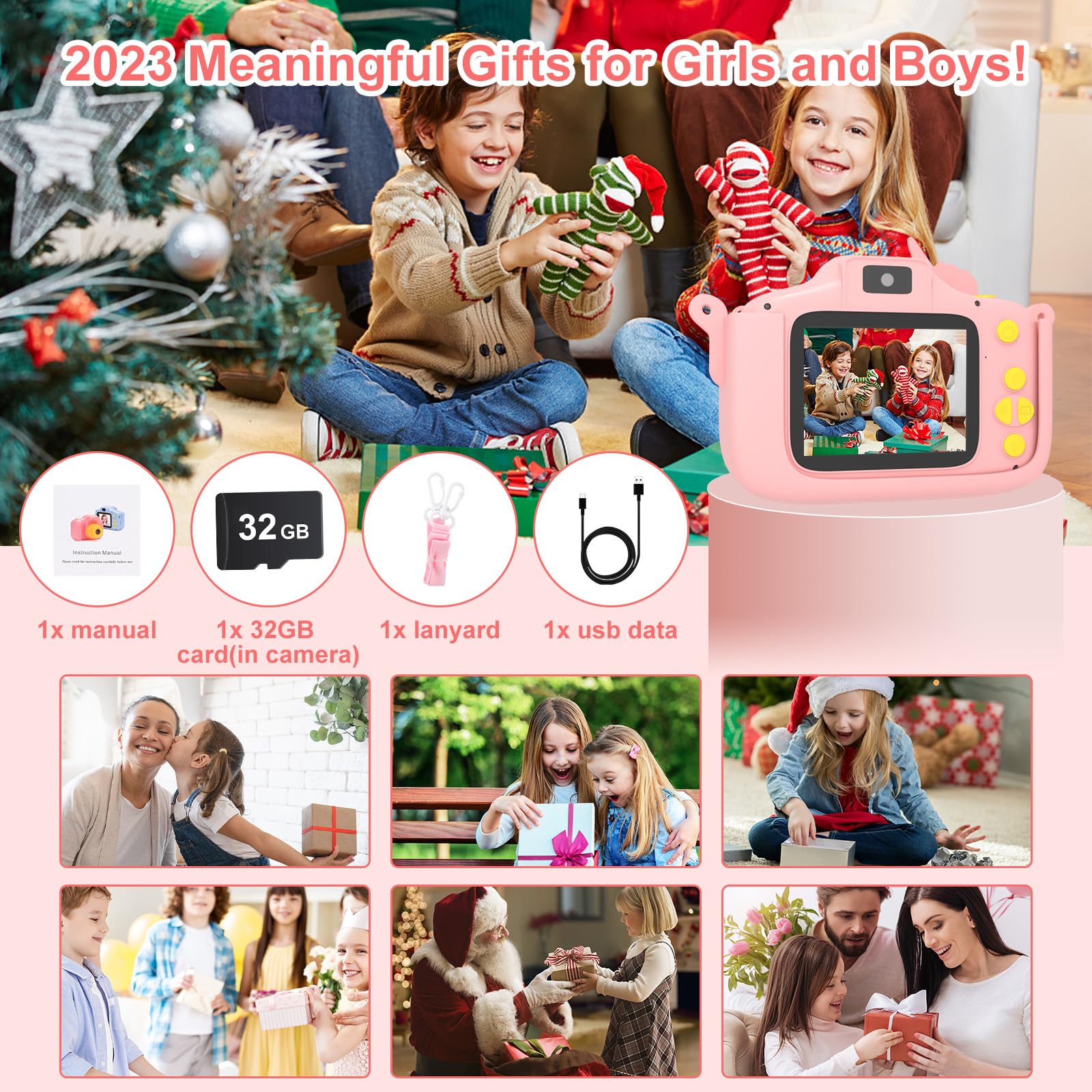 Imported TidyneSS kids photo camera package with thirty-two gigabyte card