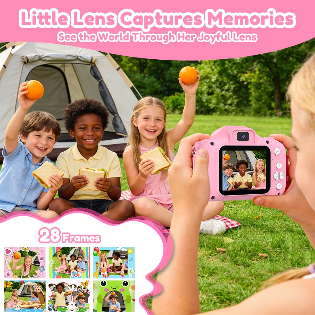 PROGRACE children camera package contents including thirty two gigabyte SD card and lanyard
