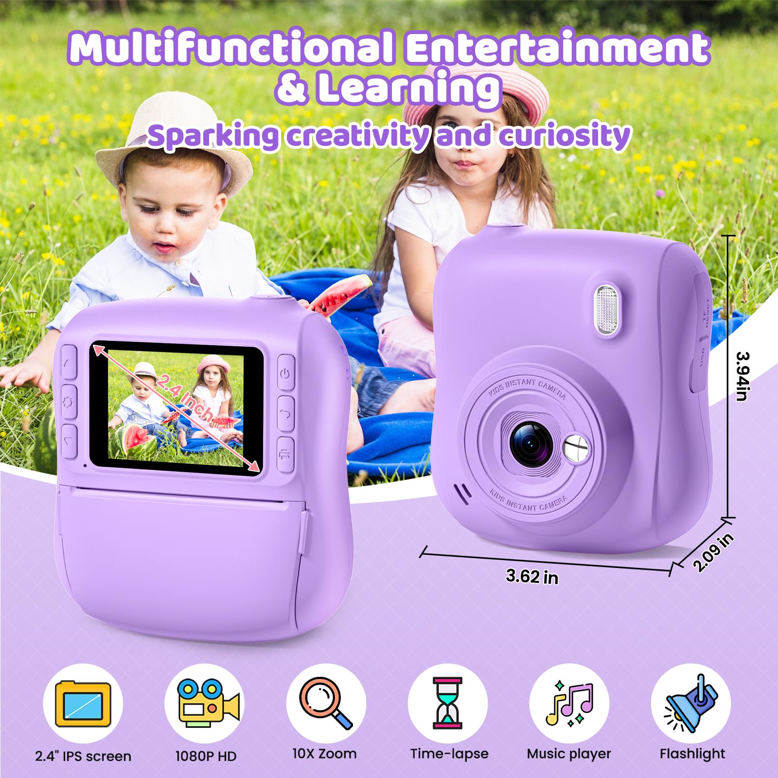Hangrui toddler toy camera showing back screen and button layout