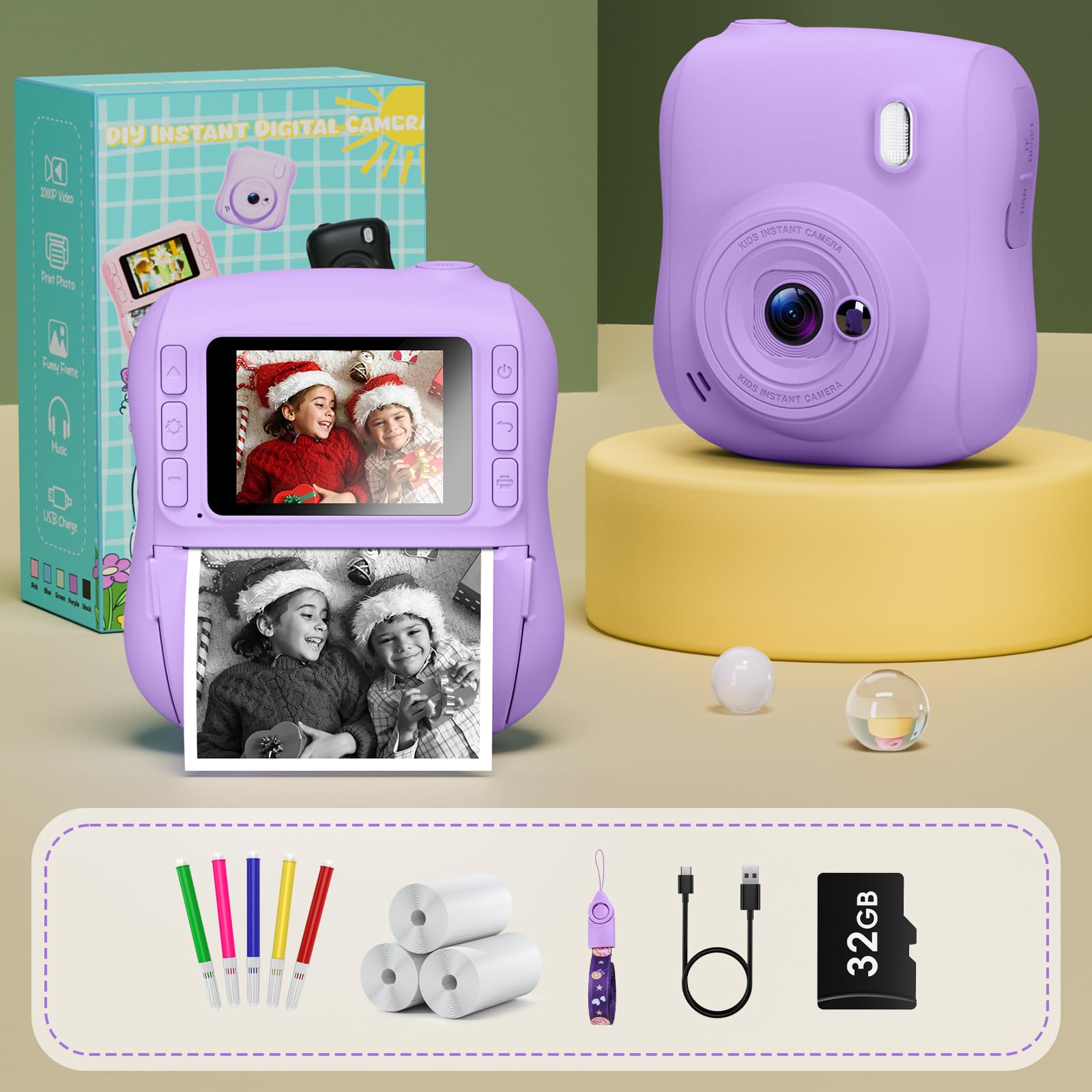 Hangrui purple instant photography gift pack with thirty two gigabyte card packaging