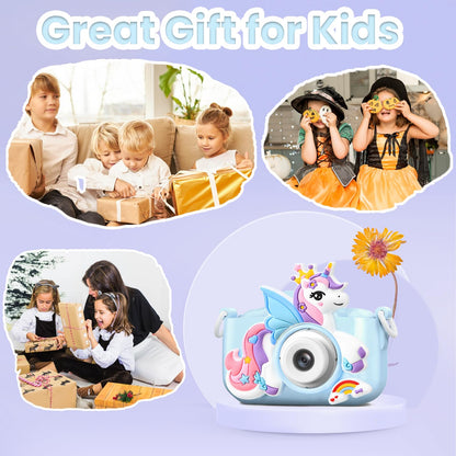 LETONGJH children digital camera displaying the built in creative frame overlays and puzzle game menu