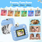 Alotwan portable digital camera for toddlers displaying the unique flip lens rotating upwards for selfie mode.