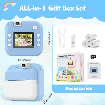 Alotwan holiday gift photography camera showcasing the integrated creative cartoon filters and decorative borders.