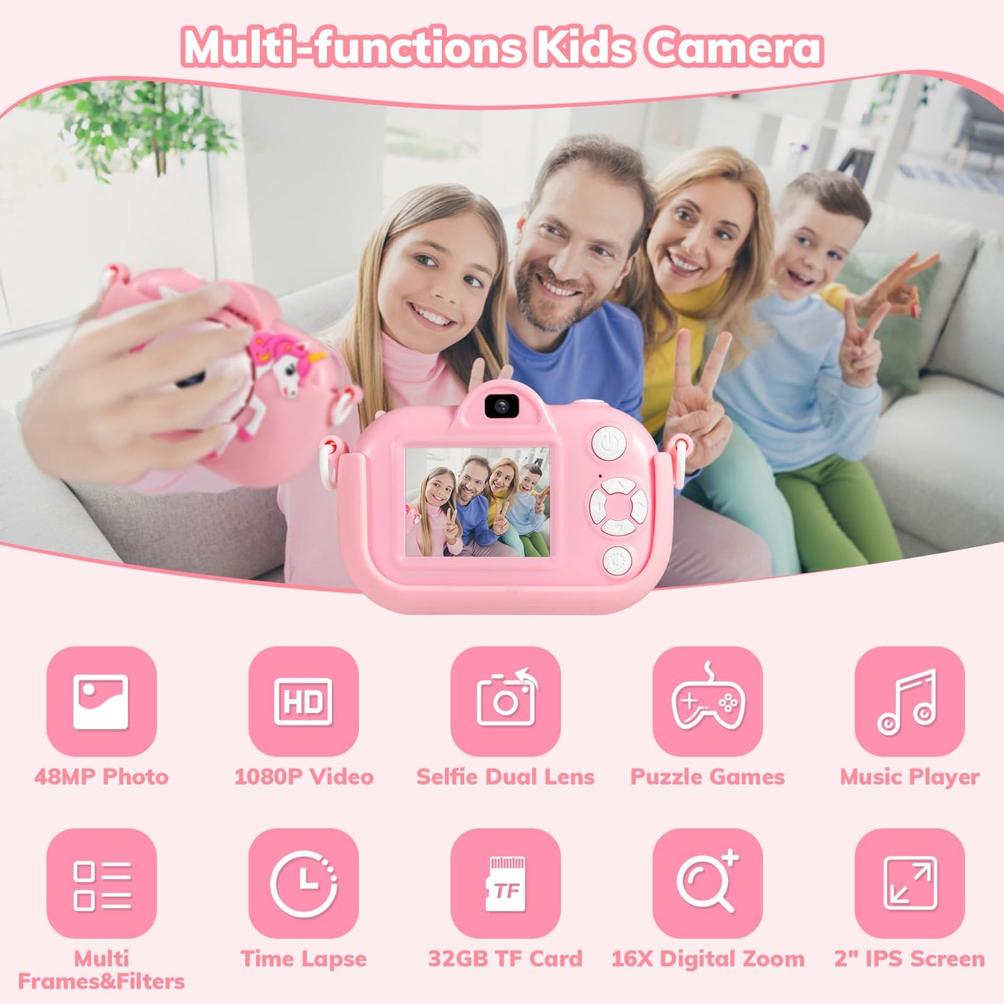 Lokiqua toddler toy video camera rear view showing two inch eye protection screen