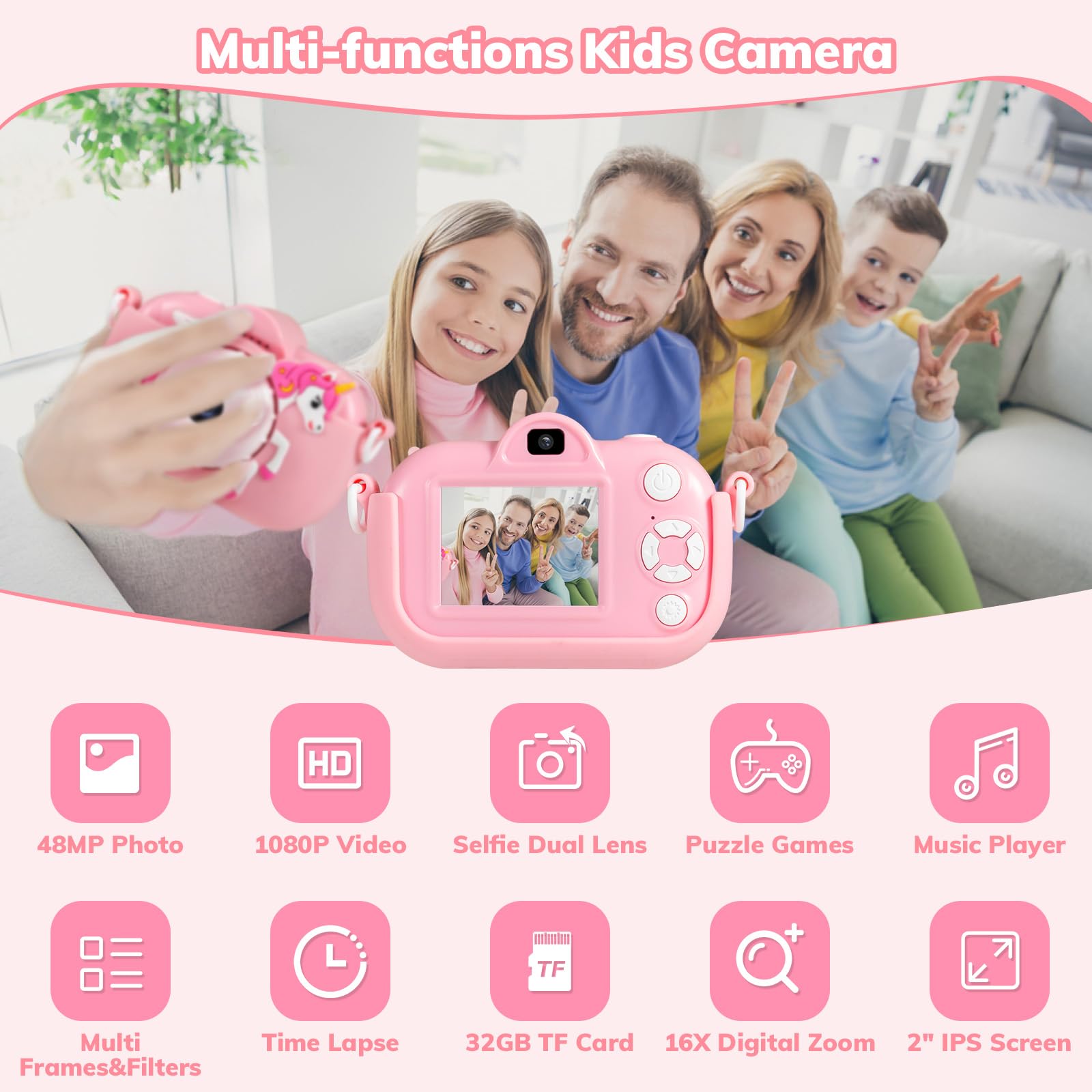 Lokiqua toddler toy video camera rear view showing two inch eye protection screen