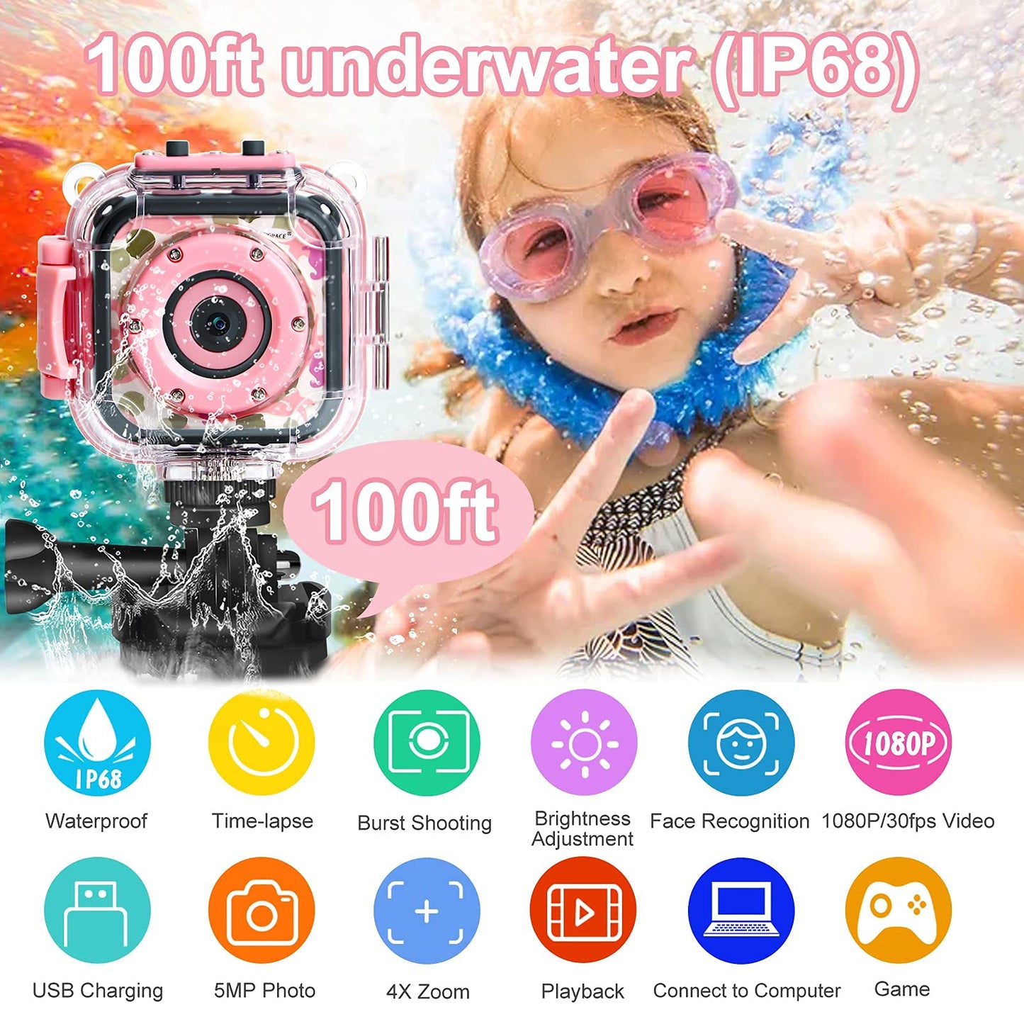 PROGRACE children digital video camera mounted on bicycle handlebars