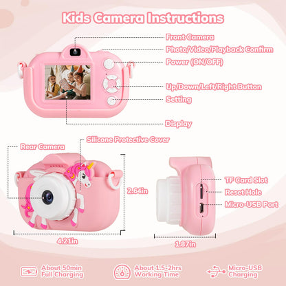 Lokiqua dual lens selfie camera for kids demonstrating the front lens positioning