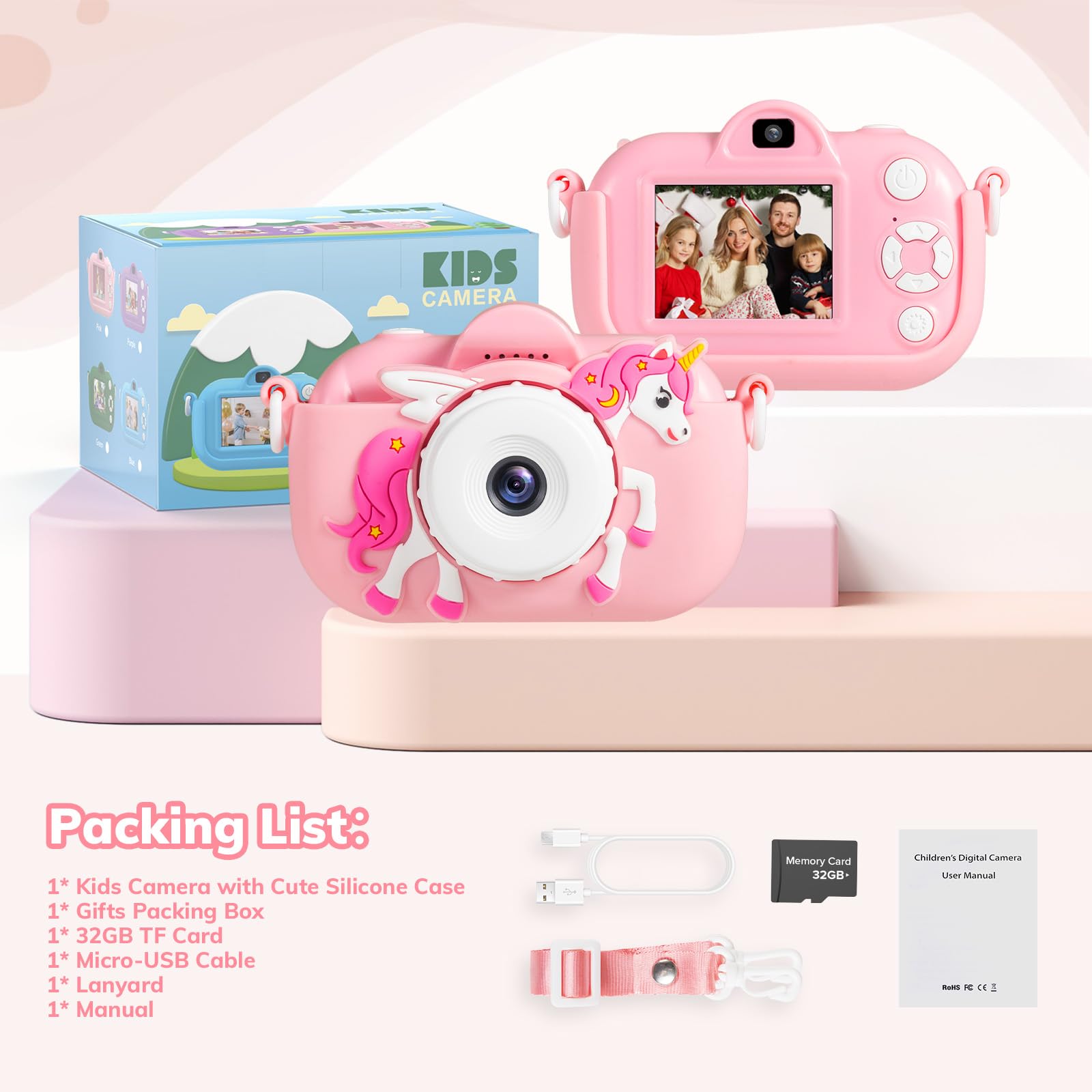 Lokiqua travel friendly toddler camera being held securely with the neck lanyard