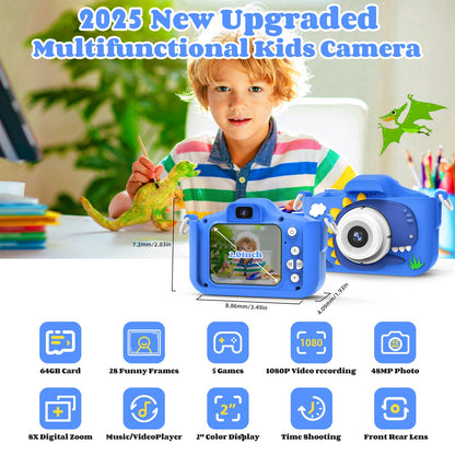 XBENDON children selfie camcorder rear view highlighting the clear eye protection display screen and buttons