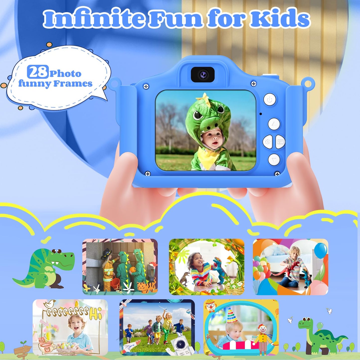 XBENDON kids video camera being held by a young child demonstrating the compact non slip design