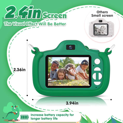 Duckart toddler camera back view displaying the large 2.4 inch LCD screen interface