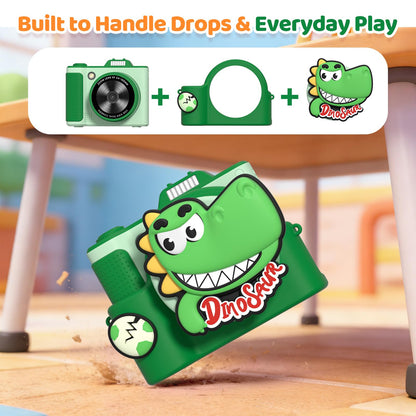 Myvia kids holiday gift camera showcasing the built in puzzle games and photo frames menu