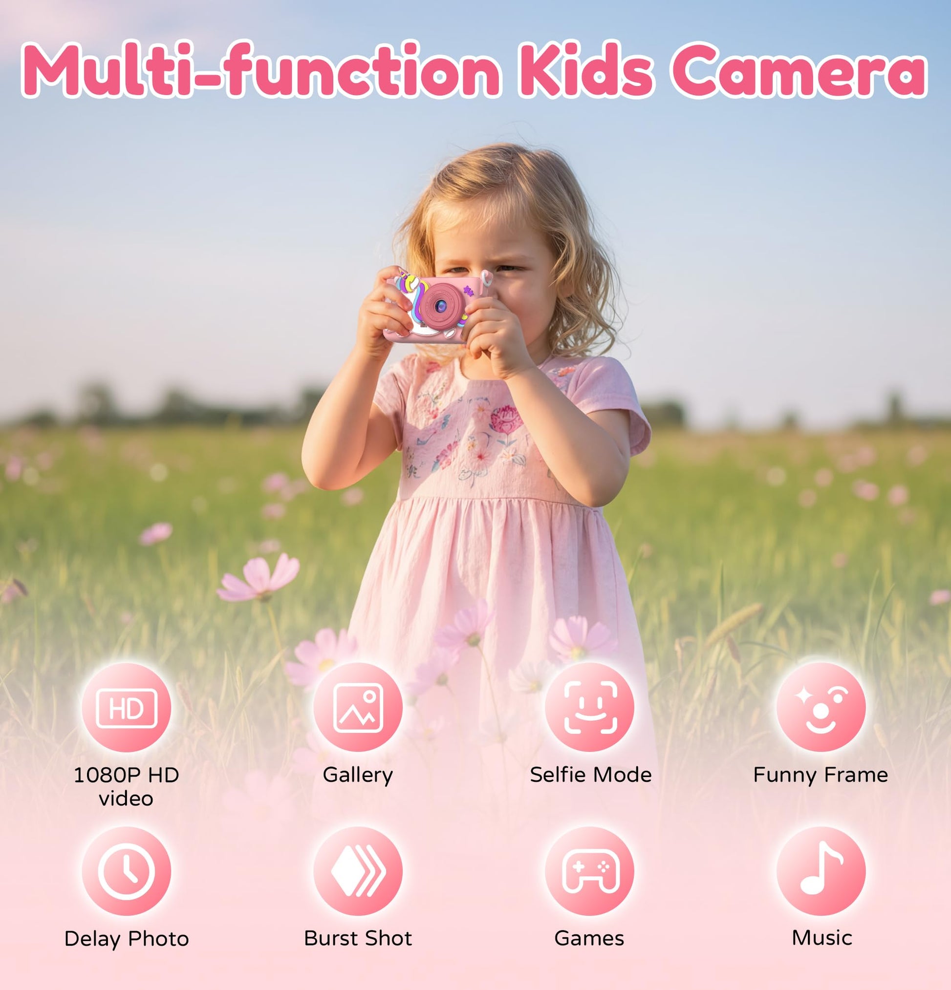 Side profile of the portable kids digital camera demonstrating the durable shockproof construction.
