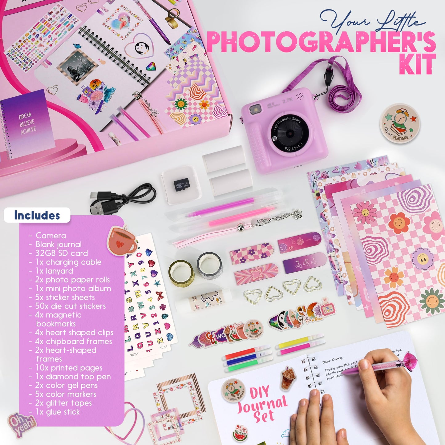 FINcredible kids digital camera showing the print paper slot and screen.