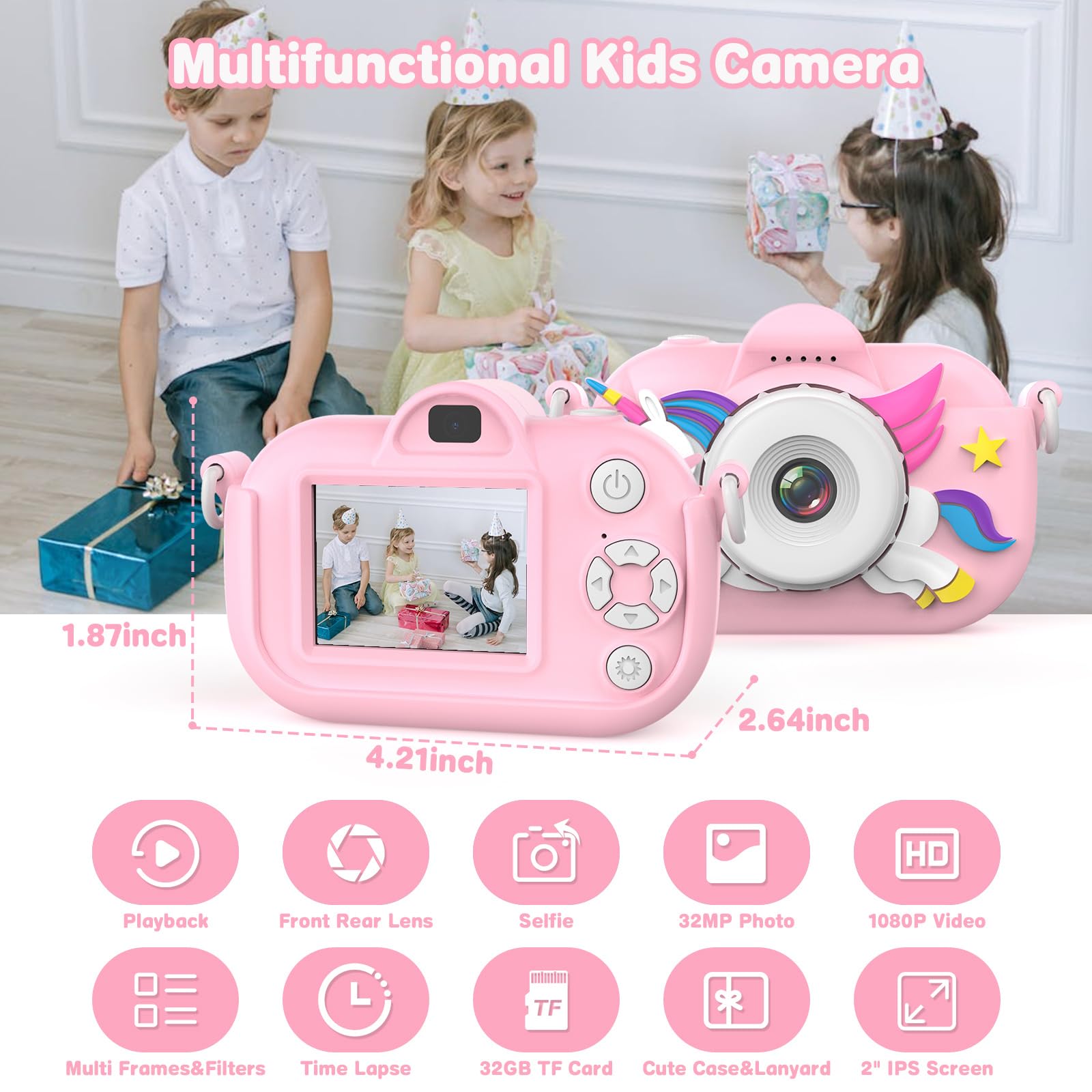 Xoieod children digital camera rear view displaying the two inch eye protection screen interface