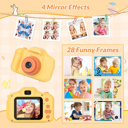 Mafiti kids electronic toy camera being held by small hands to demonstrate compact size.