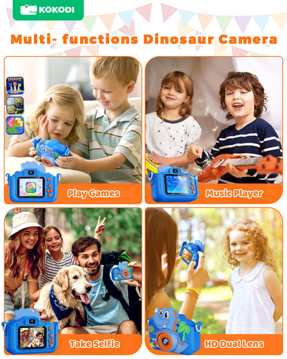 KOKODI dinosaur toy camera for boys worn using the durable matching neck lanyard
