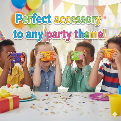 Child holding the lightweight manual click animal camera up to their eye for interactive pretend play.