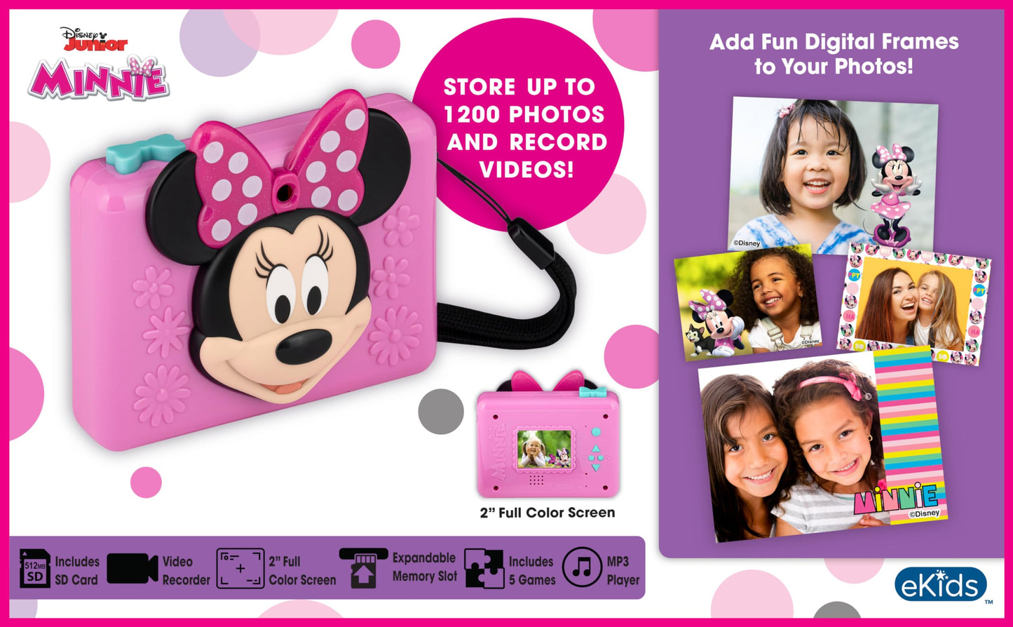 eKids Disney camera for girls displaying the 2 inch full color screen and simple button controls.