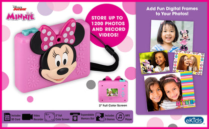eKids Disney camera for girls displaying the 2 inch full color screen and simple button controls.