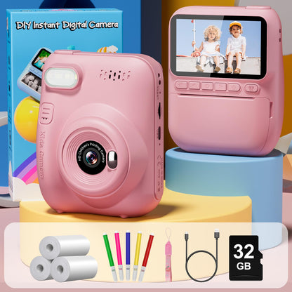 Inkless photo printer camera for girls and boys capturing 1080P digital video
