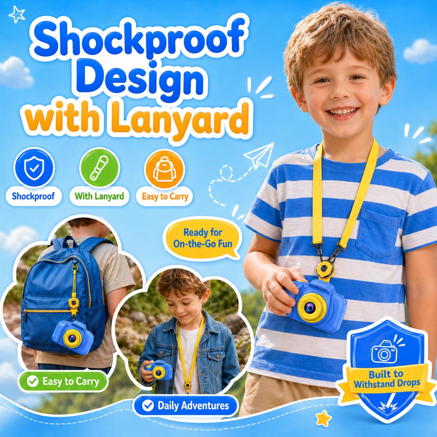 Desuccus kids creative digital camera illustrating the compact form factor tailored for small hands.