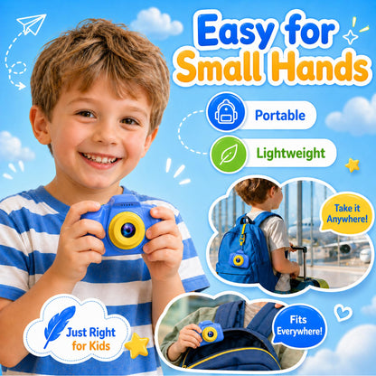 The complete retail packaging of the authentic USA imported Desuccus kids digital camera.
