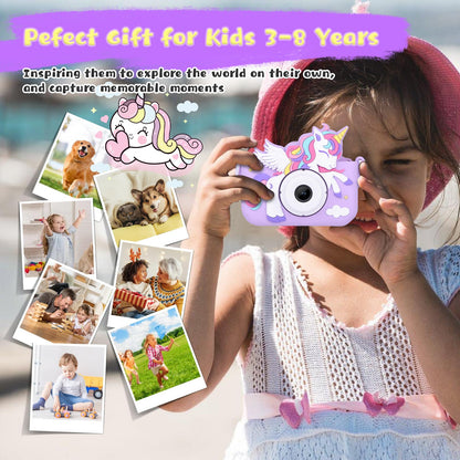 Envyvip toddler selfie video recorder being held by small hands showing compact ergonomic size
