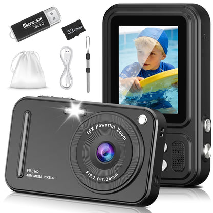 HILDCROA authentic USA imported digital camera showing the internal menu interface and filters