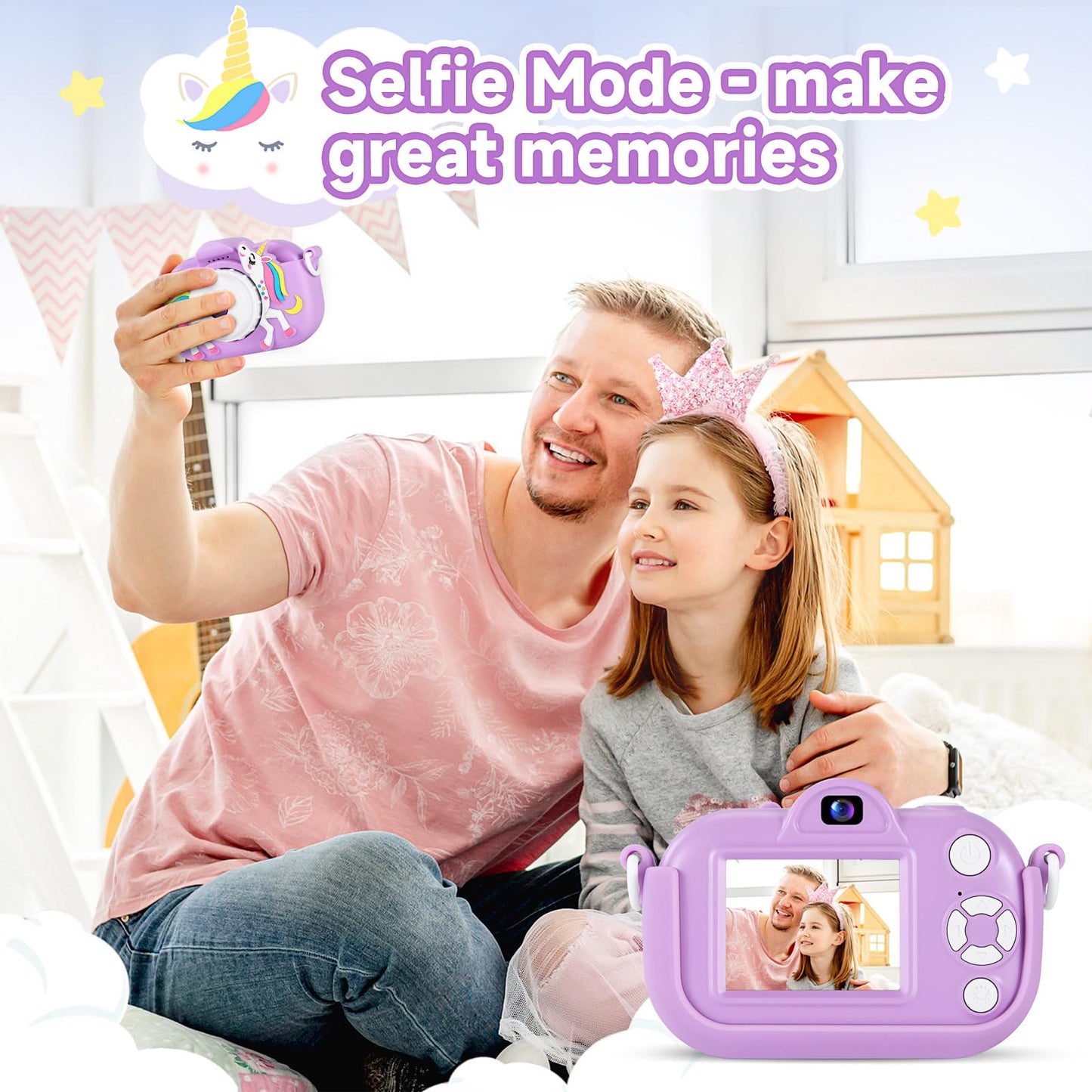 MAVOKIS toddler selfie camera side profile emphasizing the lightweight compact design for small hands