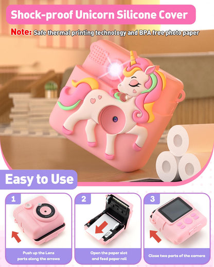 Careenoah creative instant print camera for girls showing the rechargeable battery compartment