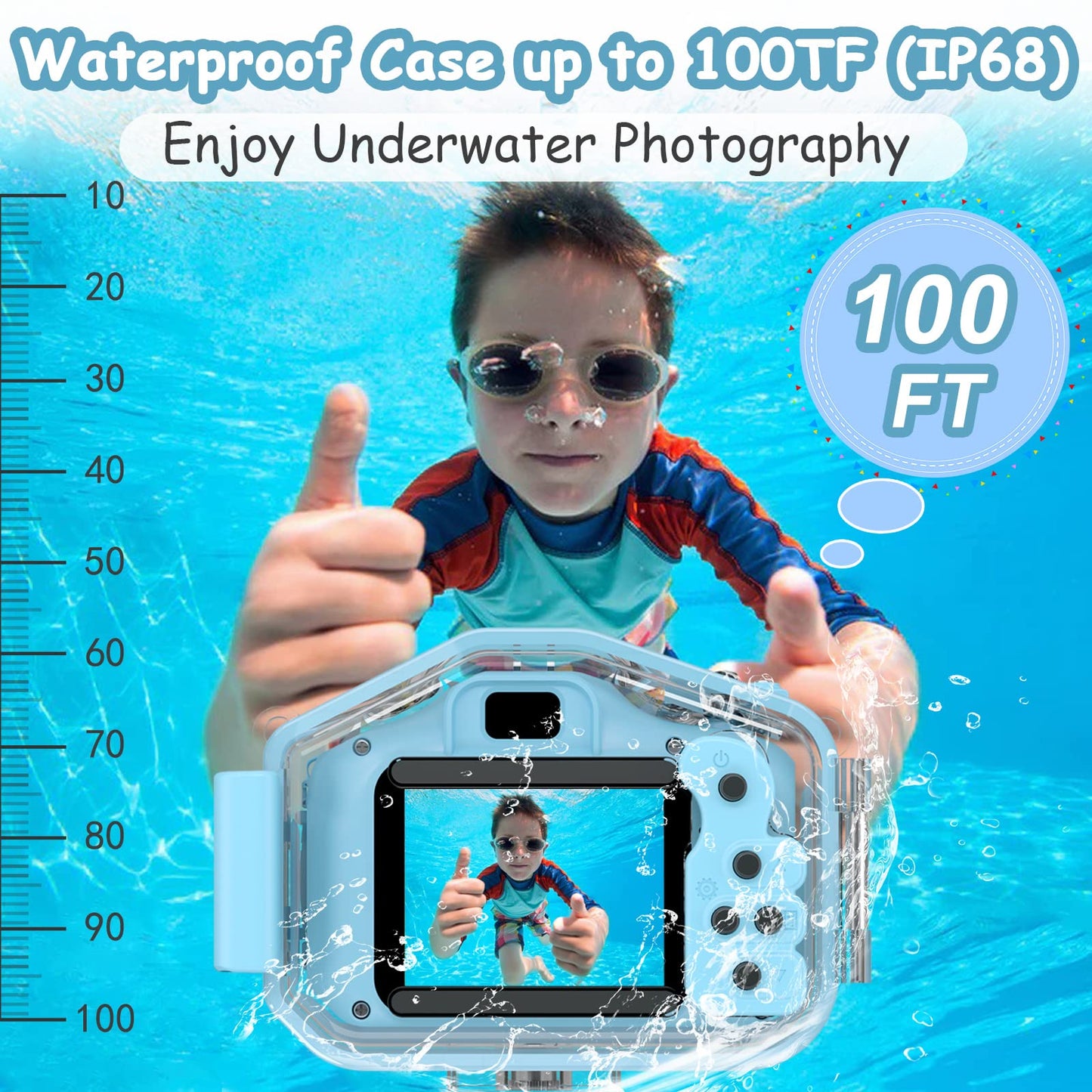 Agoigo children digital camcorder showing the two inch IPS playback screen