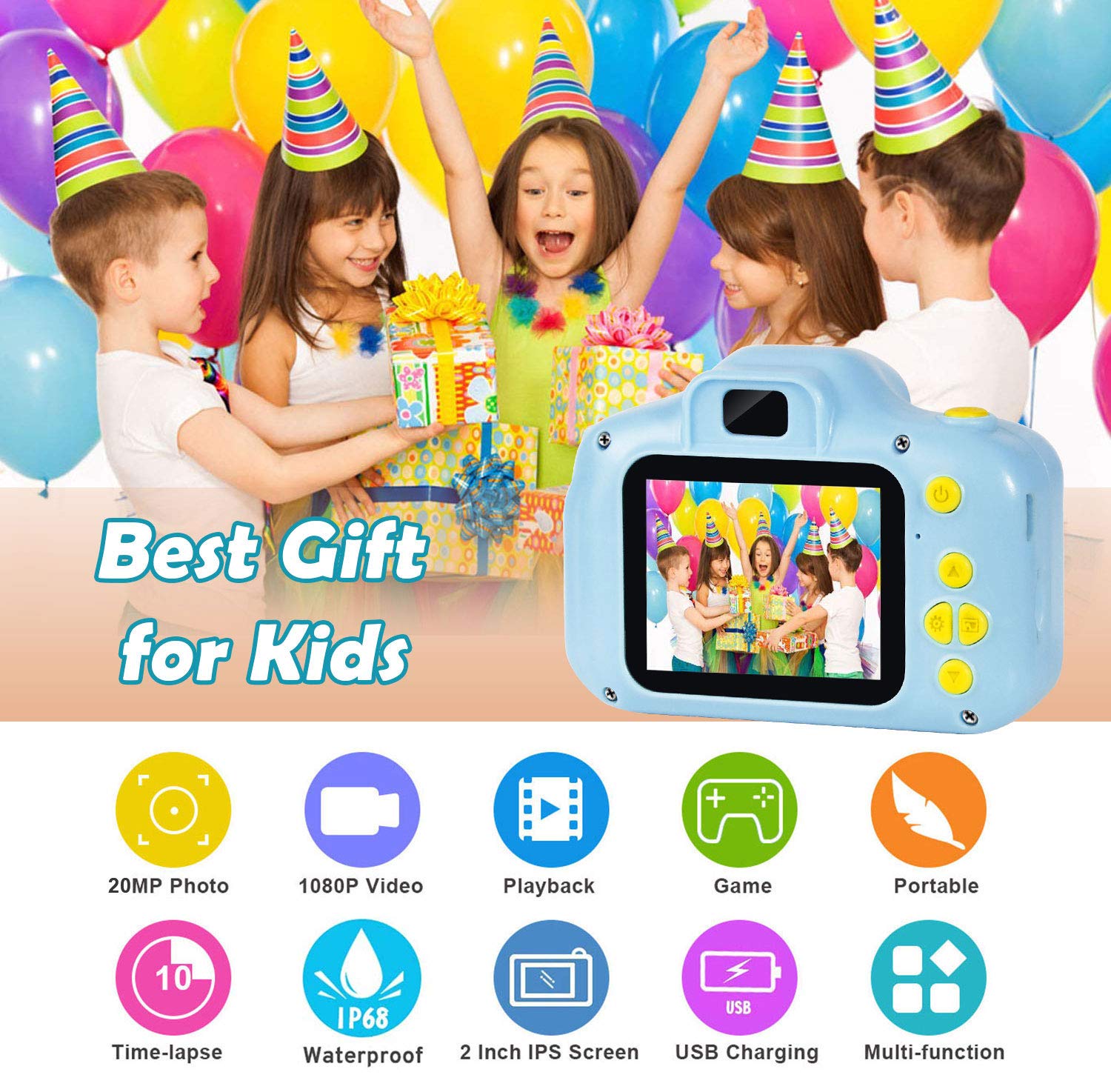 Agoigo toddler action camera with included thirty two gigabyte MicroSD memory card