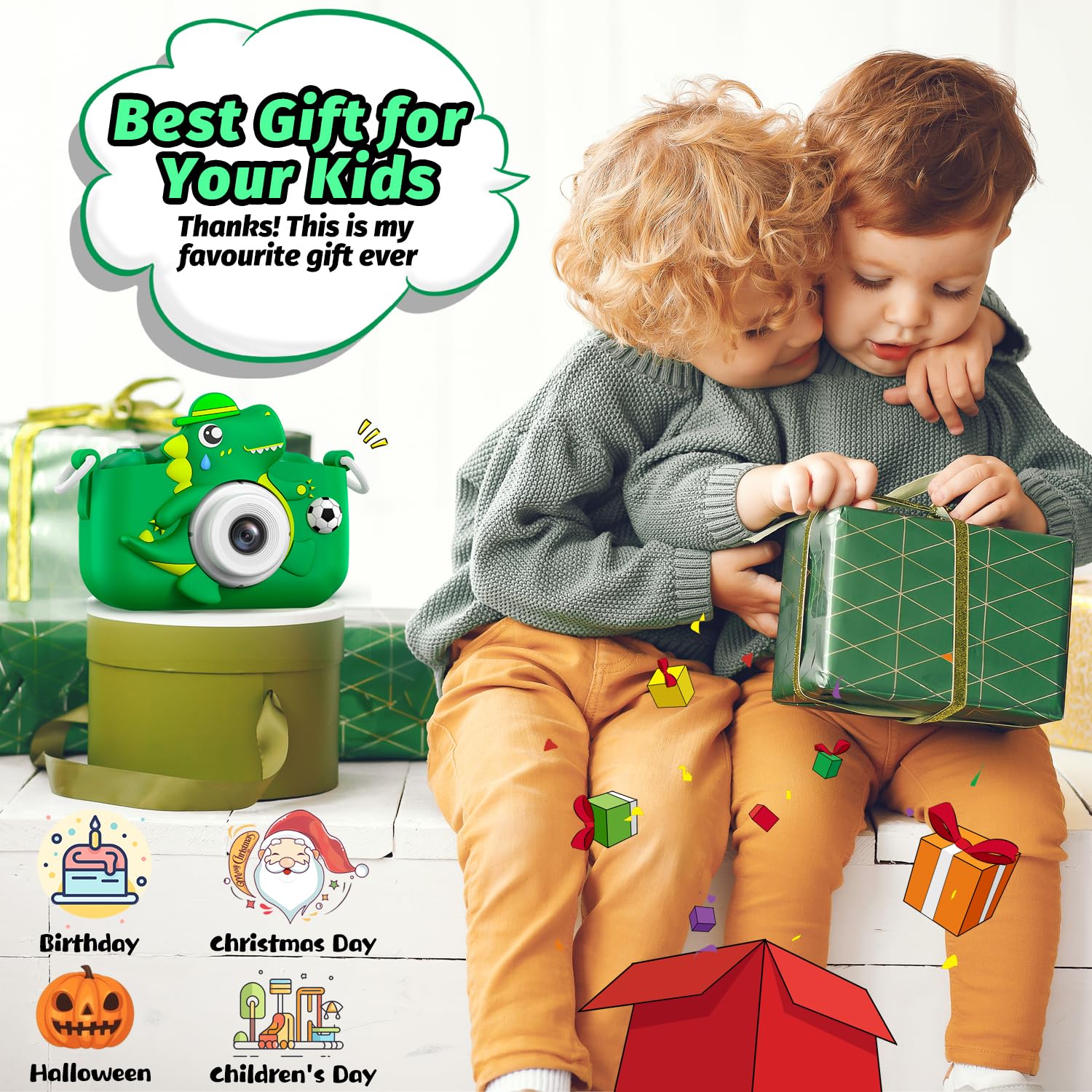 Cimizi toddler digital camera showing the two inch IPS color screen