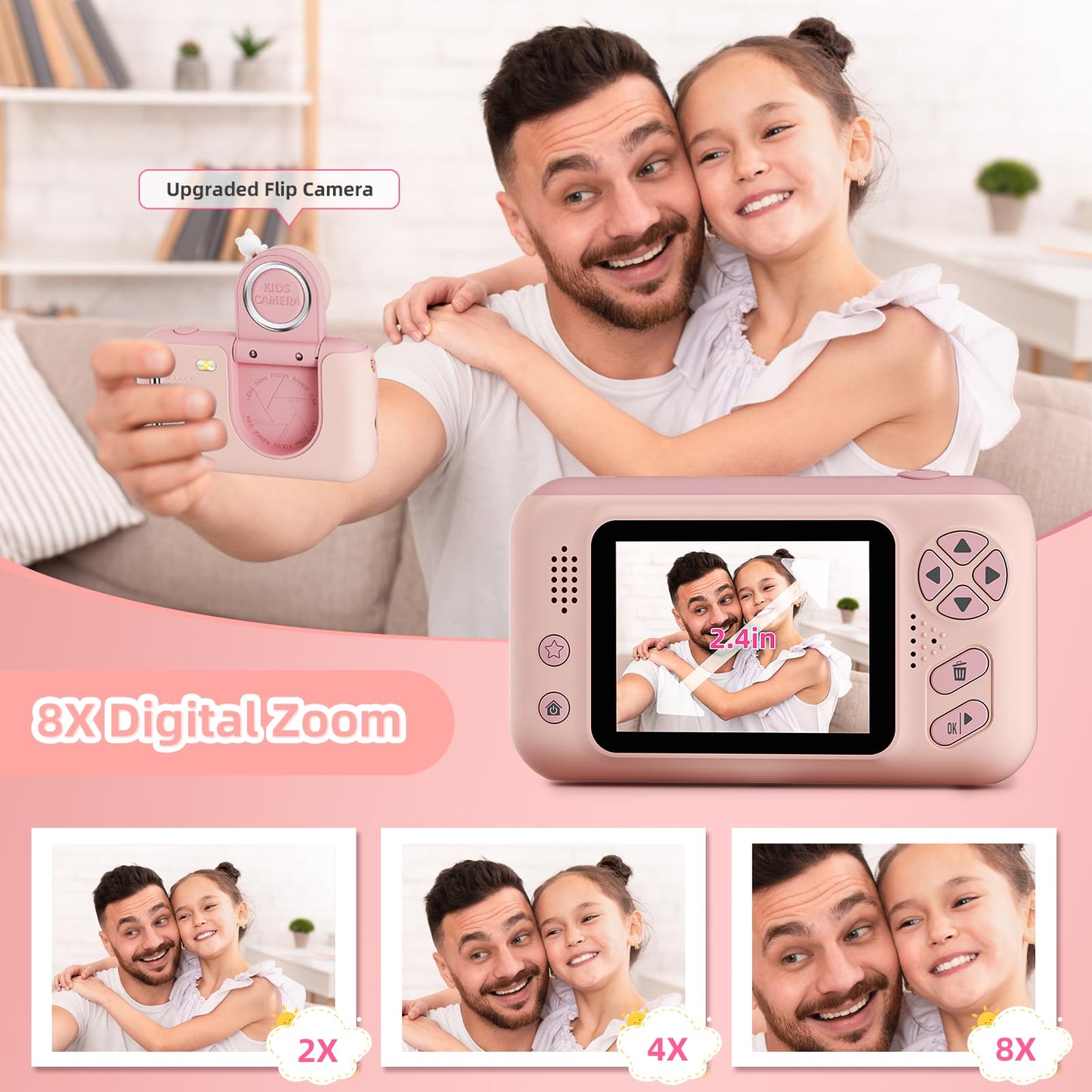 Makolle toddler photography toy resting on its included miniature desktop tripod stand
