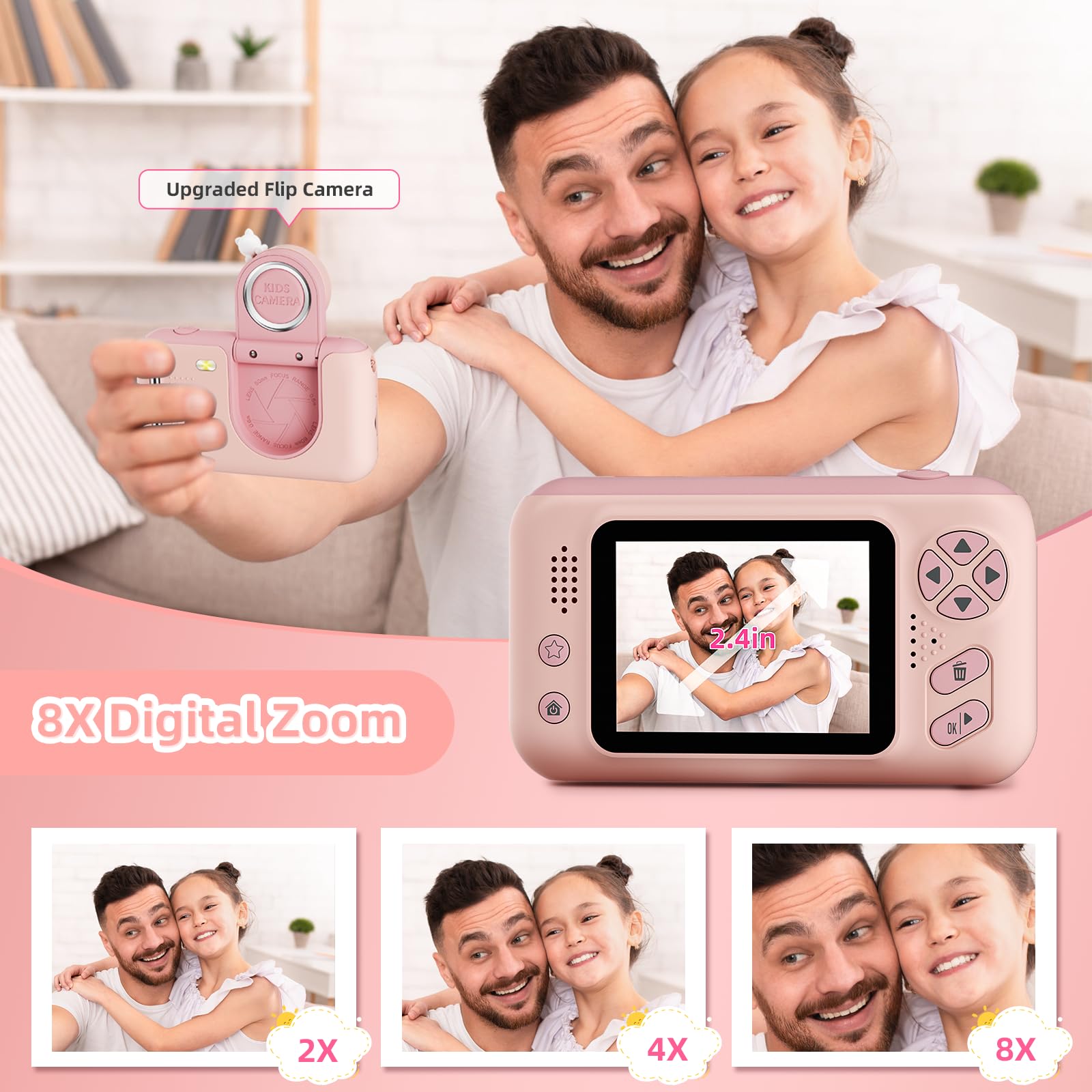 Makolle toddler photography toy resting on its included miniature desktop tripod stand